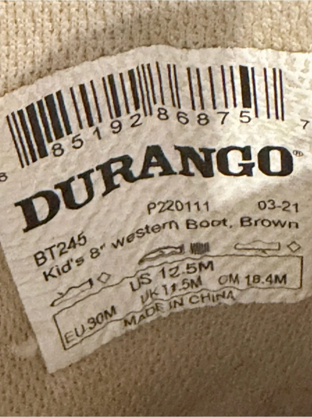 Durango Kids Brown Boots with Red, Cream & Blue Flag Design